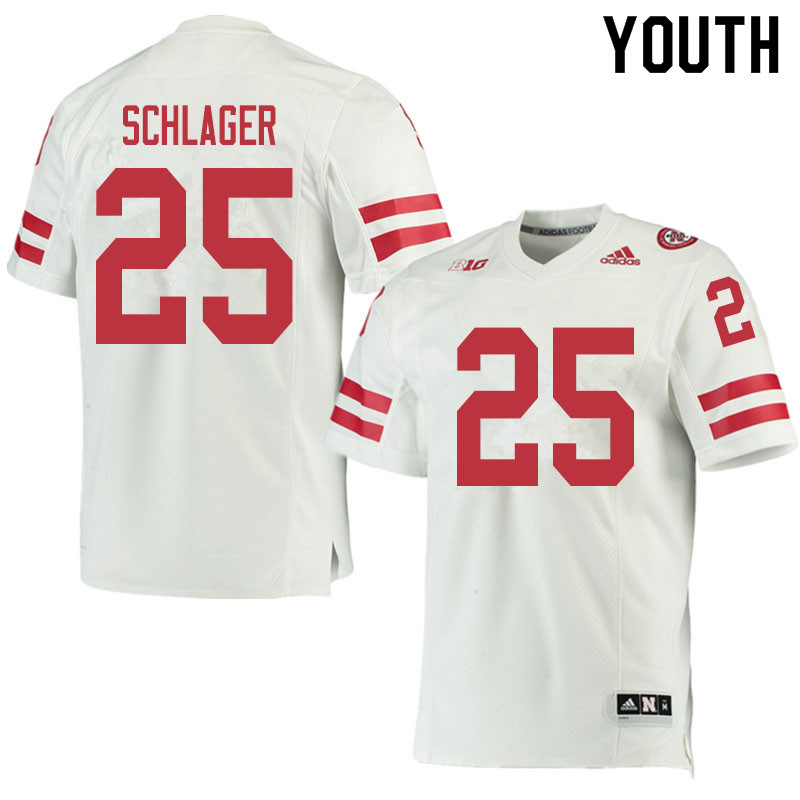 Youth #25 Zach Schlager Nebraska Cornhuskers College Football Jerseys Sale-White - Click Image to Close